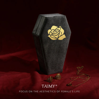 Gothic Velvet Coffin Jewelry Box – Customizable Ring & Necklace Display Case