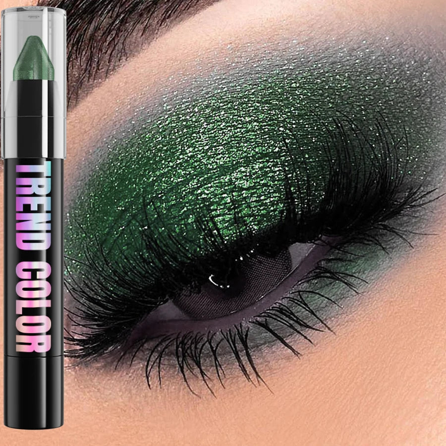 24-Color Pearlescent Glitter Eyeshadow & Eyeliner Pencil – Waterproof, Shimmer & Matte Eye Makeup