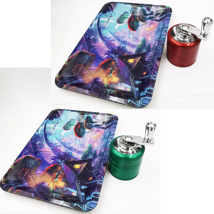 40mm Herb Grinder & Metal Rolling Tray Kit – 7x5 inch Portable Spice & Herb Tool Set