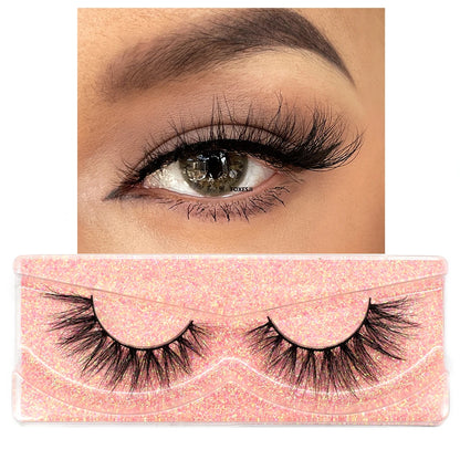 3D Mink Lashes – Fluffy Crisscross Wispy Strip Lashes 1 Hard Box