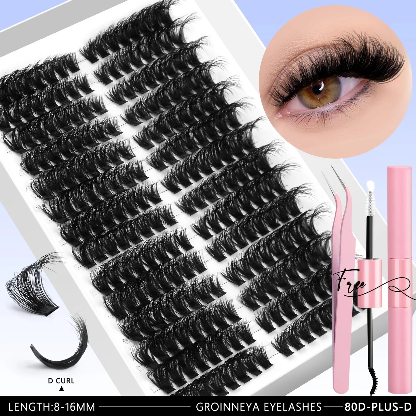 Lash Clusters Kit – 540PCS Cat-Eye Lash Extension Set with Bond & Seal