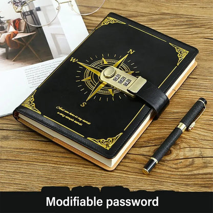 A5 Retro Password Lock Notebook – 200 Sheets Creative Thickened Diary & Stationery