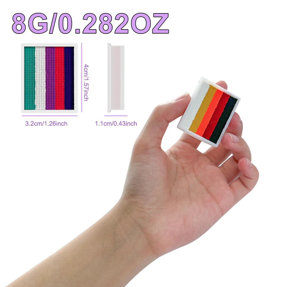 UV Glow-in-the-Dark Rainbow Body Paint – Neon Fluorescent Water-Activated Makeup (8g)