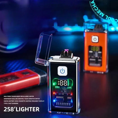 USB Rechargeable Electric Lighter – Windproof Dual Arc Plasma Fire Starter for Outdoors & Everyday Use