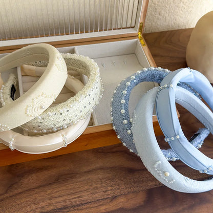 Retro Rose Pearl & Crystal Headband