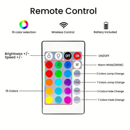 Smart RGB LED Strip Lights with Remote Control – Music Sync Light Bar for Room Atmosphere