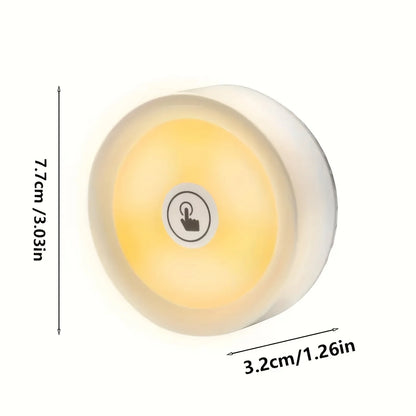1pc/2pcs LED Touch Night Light – Wireless Stick-On Tap Lamp with 3-Color Dimmable Modes