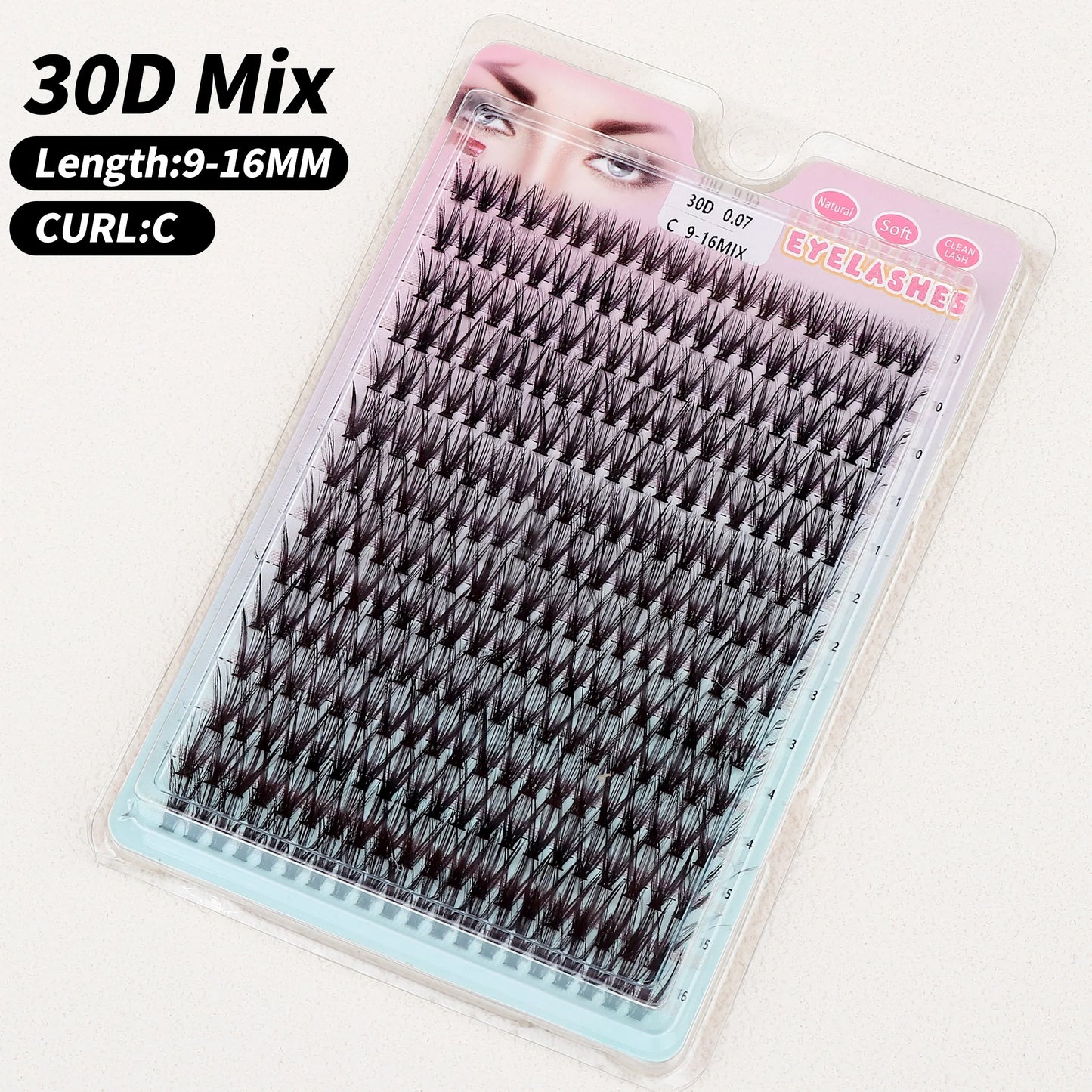 Individual 20–100D Cluster Lashes – 280pcs Mixed Tray Volume Extensions