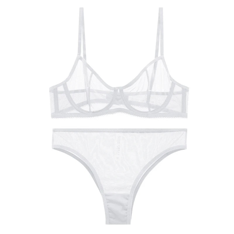 Mesh Transparent Lingerie Set – Seamless Bralette & Panty 2-Piece