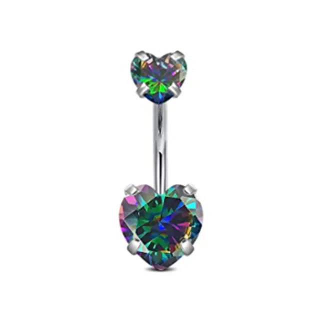 Heart-Shaped Navel Ring – 14G Water Drop Belly Button Piercing Jewelry