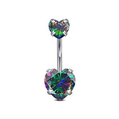 Heart-Shaped Navel Ring – Water Drop Belly Button Piercing Jewelry (14G)
