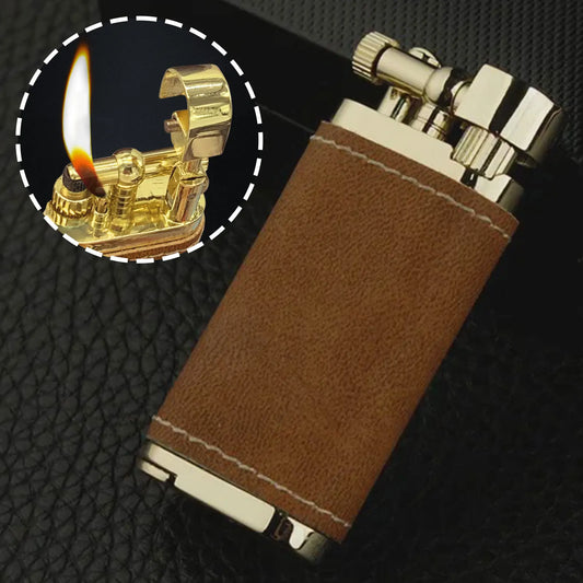 Vintage Oblique Fire Pipe Lighter – Metal Reusable