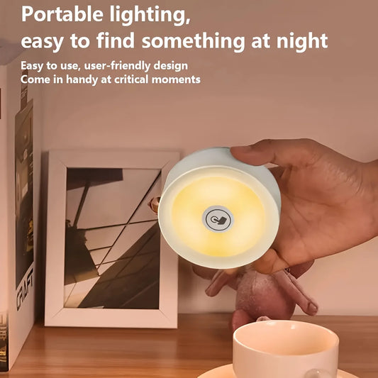 1pc/2pcs LED Touch Night Light – Wireless Stick-On Tap Lamp with 3-Color Dimmable Modes