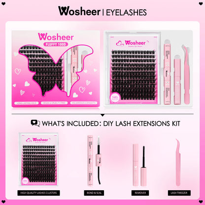 Fluffy Lash Clusters Kit – 100D Wispy Individual Eyelash Extensions (8–18mm)