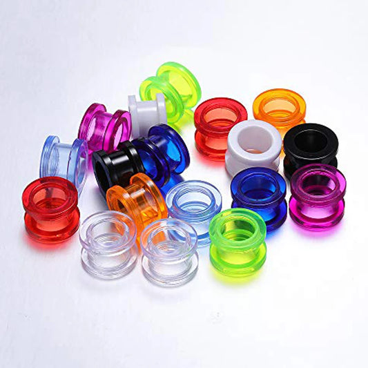 Clear White Colored Acrylic Screw Ear Plugs &amp; Tunnels – 1 Pair (2–24mm)